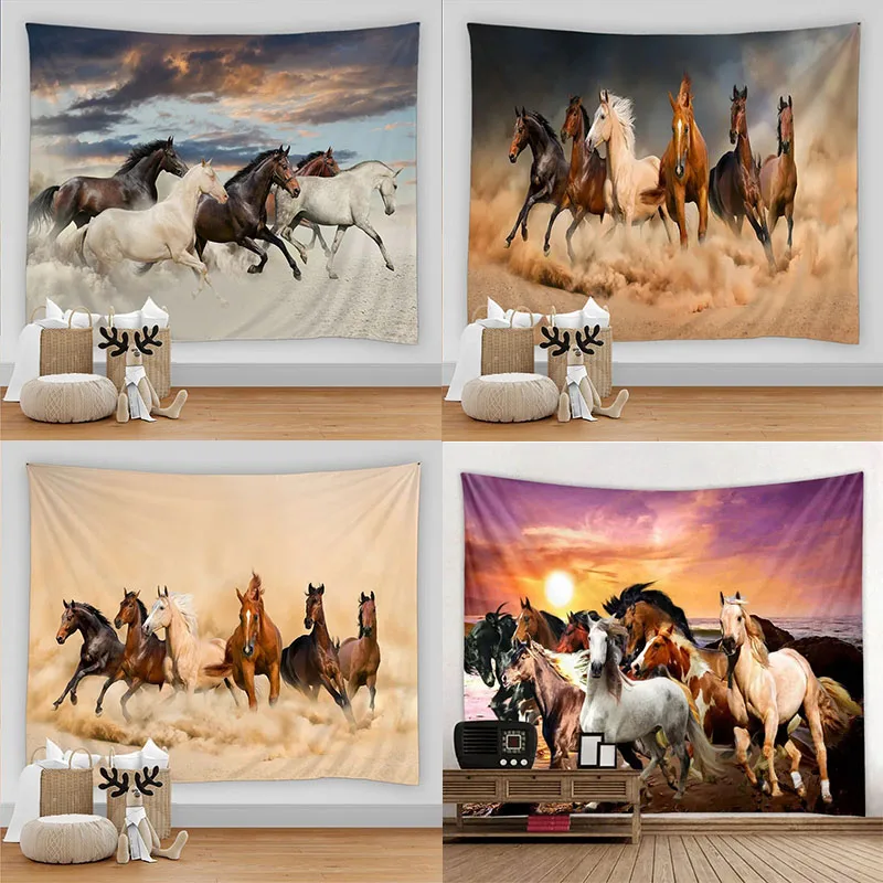 Running Horse Decorative Tapestry Home Wall Decor Living Room Office Tapestry