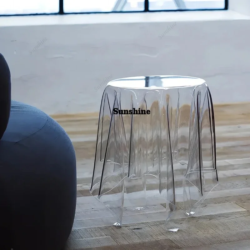 Creative Modern Transparent Magic Acrylic Tablecloth Coffee Table Living Room Home Round Side Table with Strong Artistic SenseY