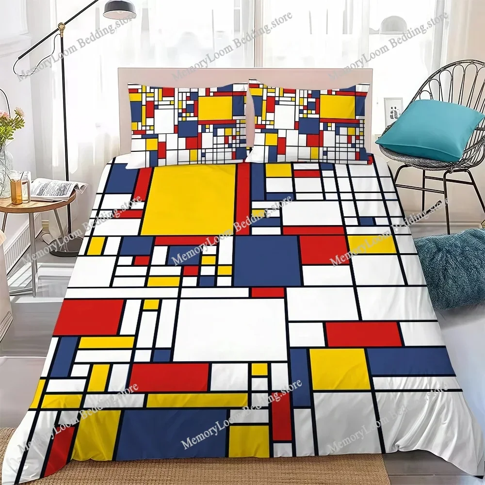 Aesthetic Art P-Piet-Mondrian Duvet Cover Set Home Style Bedding Soft Laundry Cotton Bed Student Dormitory Gift Home Textile741