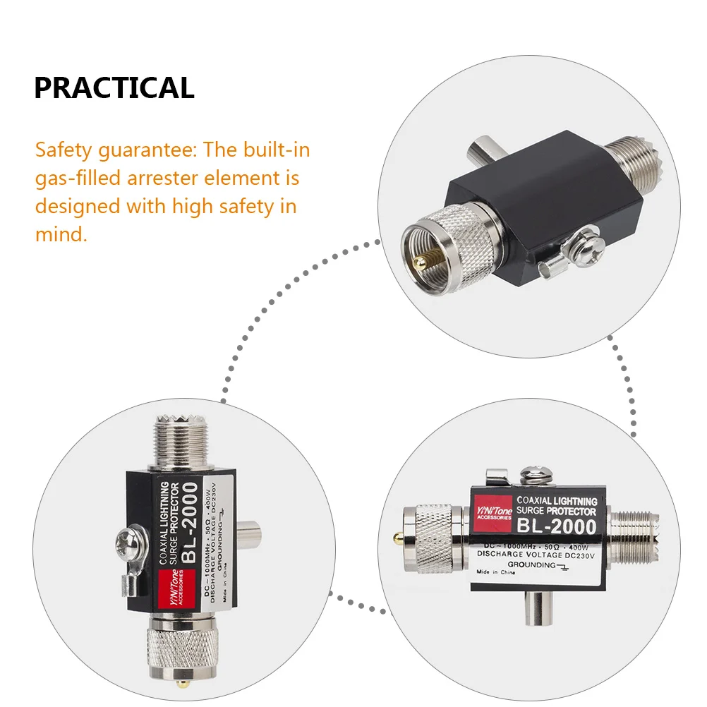 Coaxial Arrester Thunder Protection Accessory Protector for CB Radio Two-Way Arrestor Bulkhead Cable