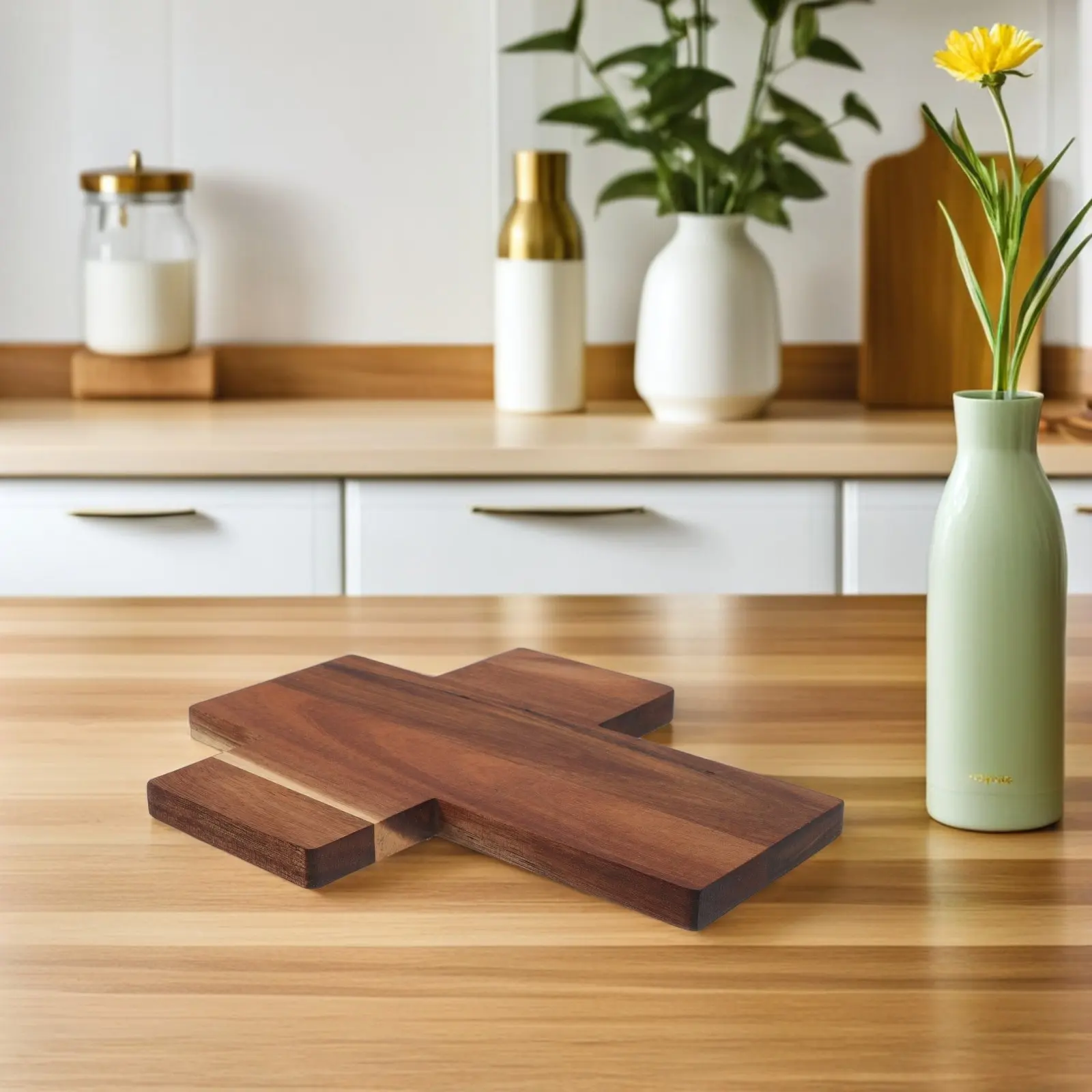 Small Wooden Communion Tray with Embedded Cross First Communion Dessert Plate Religious Themed Serving Tray for Baptism