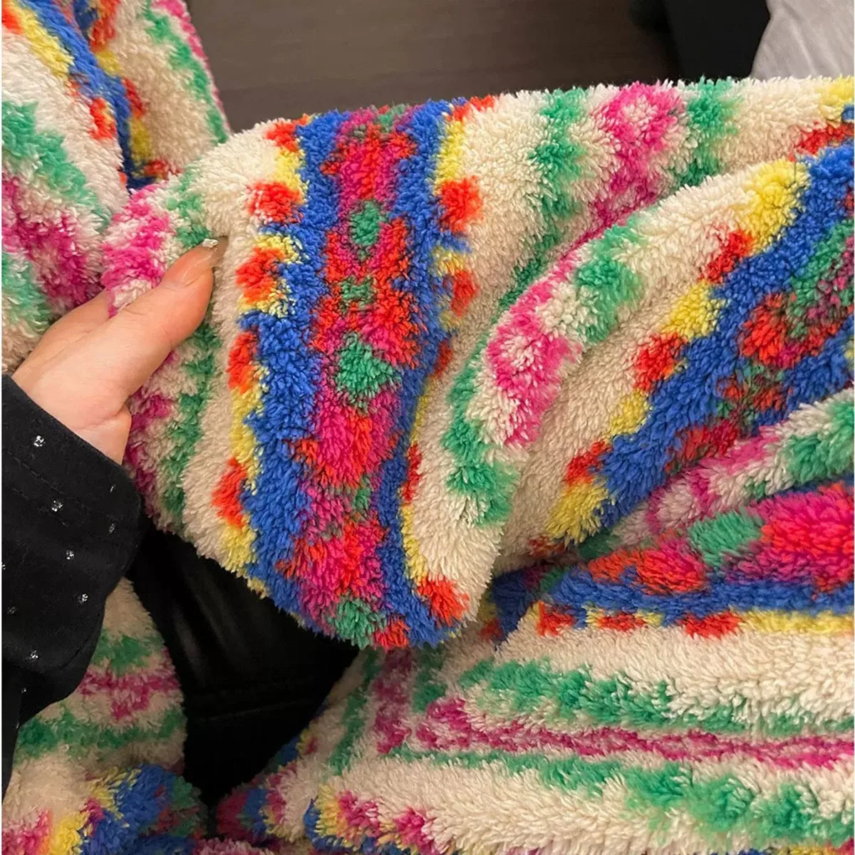 Christmas Fair Isle Thick Rice Grain Fleece Pants Women's Loose Cute Lounge Trousers Cozy Homewear Comfy Casual Pants for Winter
