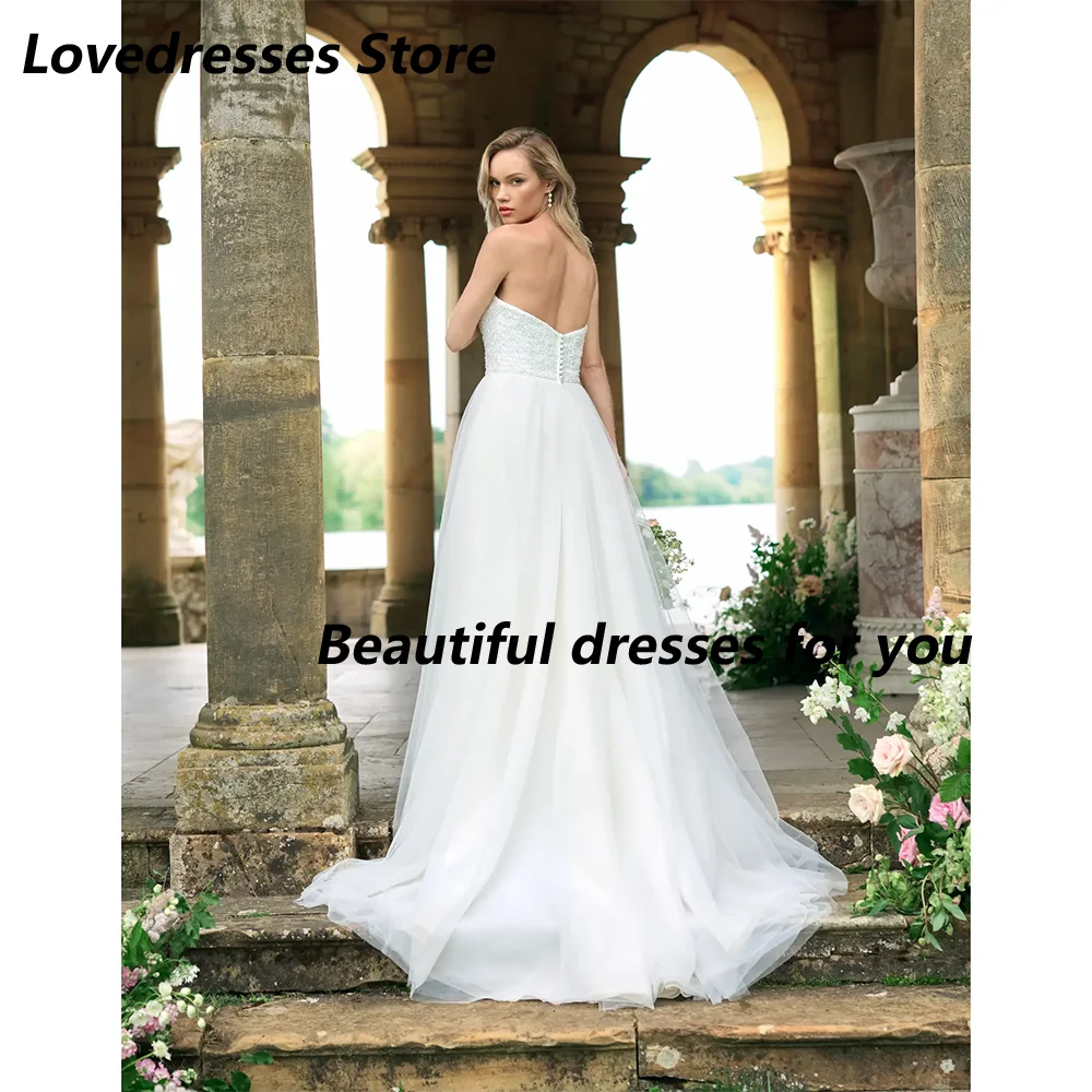 Modern Wedding Dress Customized Sweetheart Beading Sequin Pleat Sweep Train Corset Bridal Gown Vestido Noiva 2026