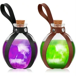 Cork Potion Bottle And Wizard Dark Cork Potion Bottle Round Spherical Glass Bottle With Medieval Knight Leather Belt For Cosplay