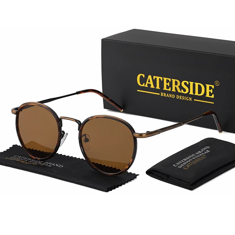 CATERSIDE Retro Runde Sonnenbrille für Herren, Punk-Metallrahmen, Markendesign, Sonnenbrille für Damen, Party, Reisen, Business, UV400 – Detail 7