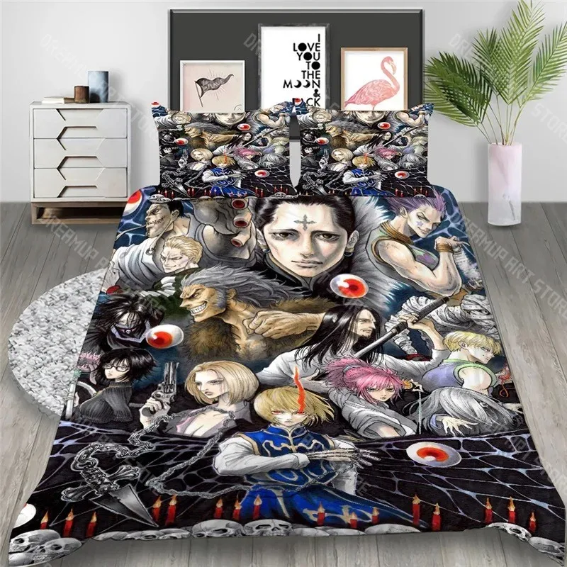 3D Printed HUNTER Anime HUNTER Bedding Set for Boys Girls Duvet Cover And Pillowcase Twin Queen King Full Single Double Sizes