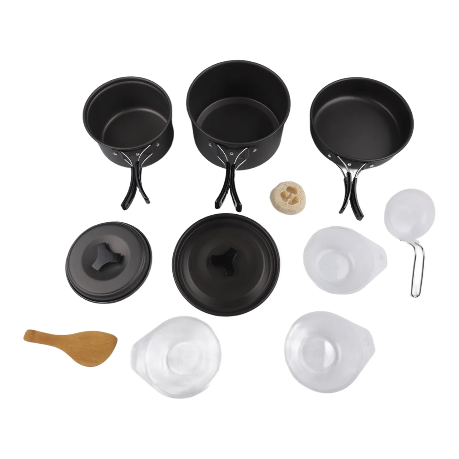 

Набор походной посуды для 2-3 человек, компактное снаряжение для приготовления пищи на природе, походные принадлежности с складной ручкой