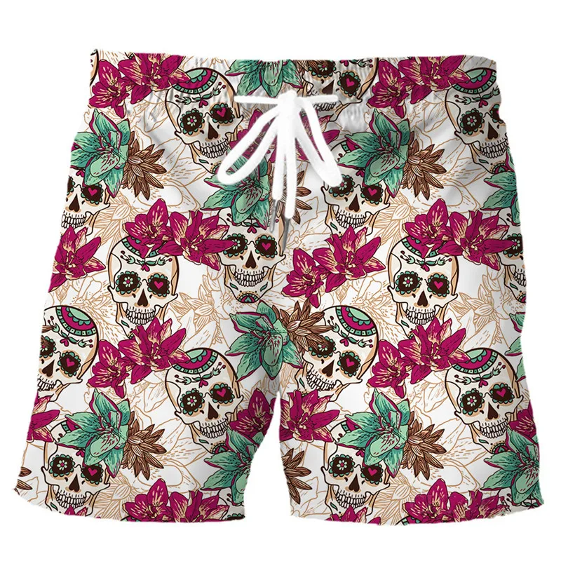 New individualità Skull Graphic 3D Print pantaloncini gotici da uomo pantaloncini da spiaggia estivi con coulisse elastico in vita Street Style pantaloncini da uomo