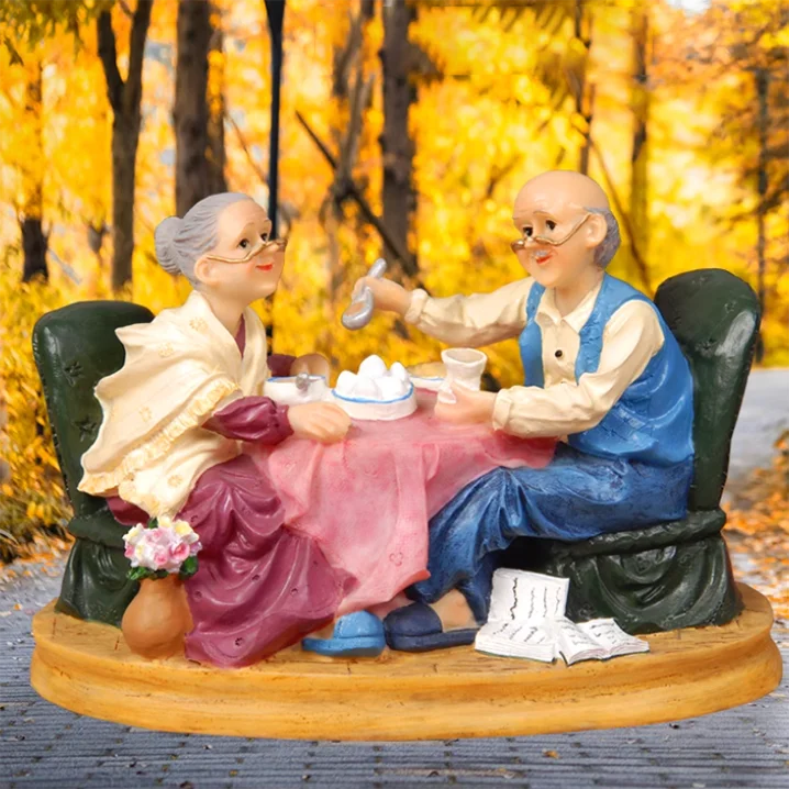 Modern Reading Eating Cycling Swinging Grandparents Resin