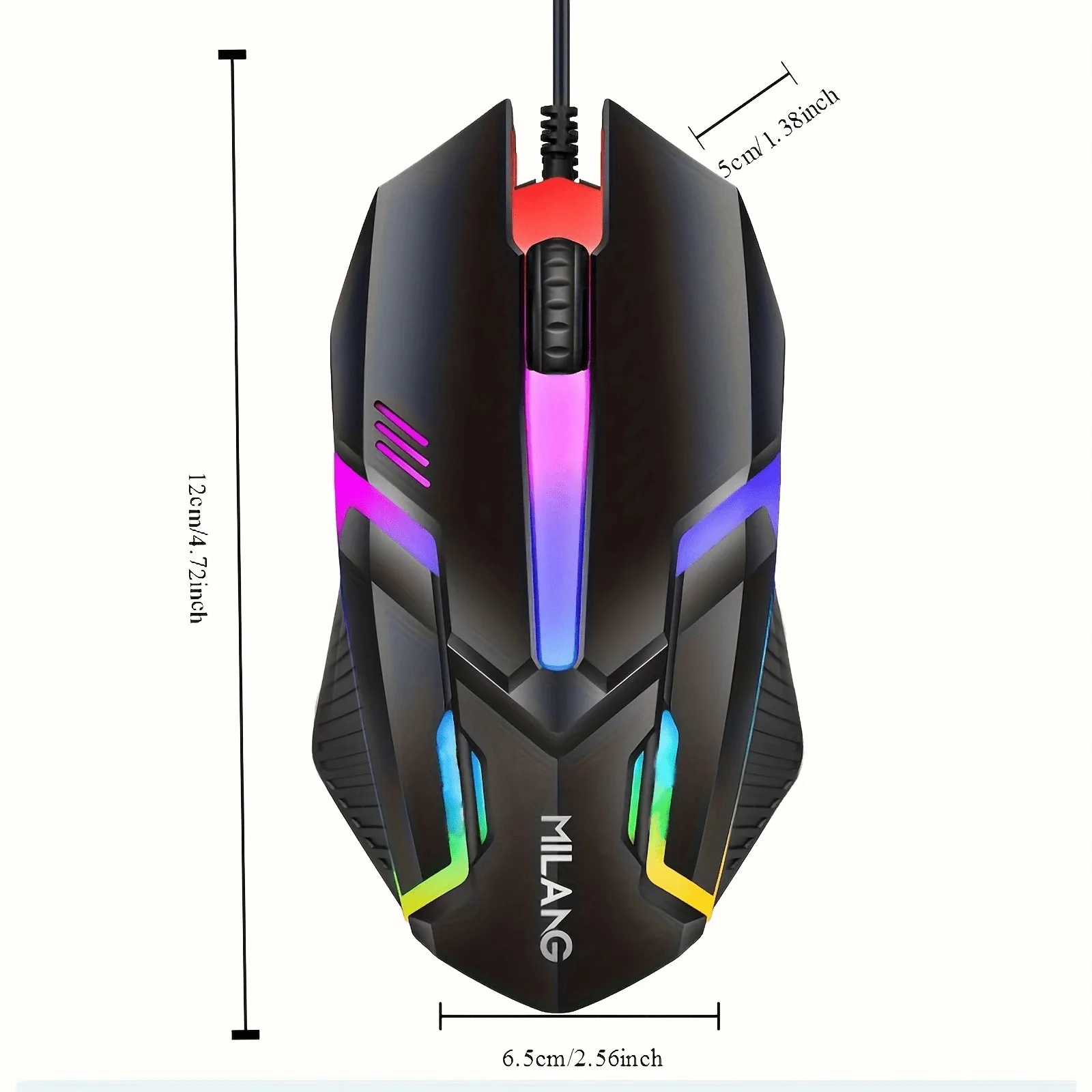 M3 Wired Gaming Mouse, RGB Rainbow Backlight, 4 Adjustable DPI, Plug & Play USB Computer Mouse, Compatible with PC Laptop Desktop, Black White Optional