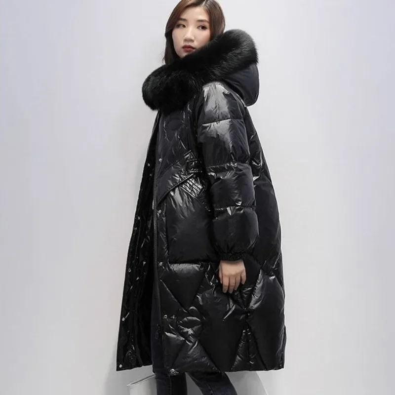 Coat Winter Women Clothing Big Size Down Cotton Coat Fur Collar Hooded Parkas Warm Thick Windproof Jacket High-end Outerwear