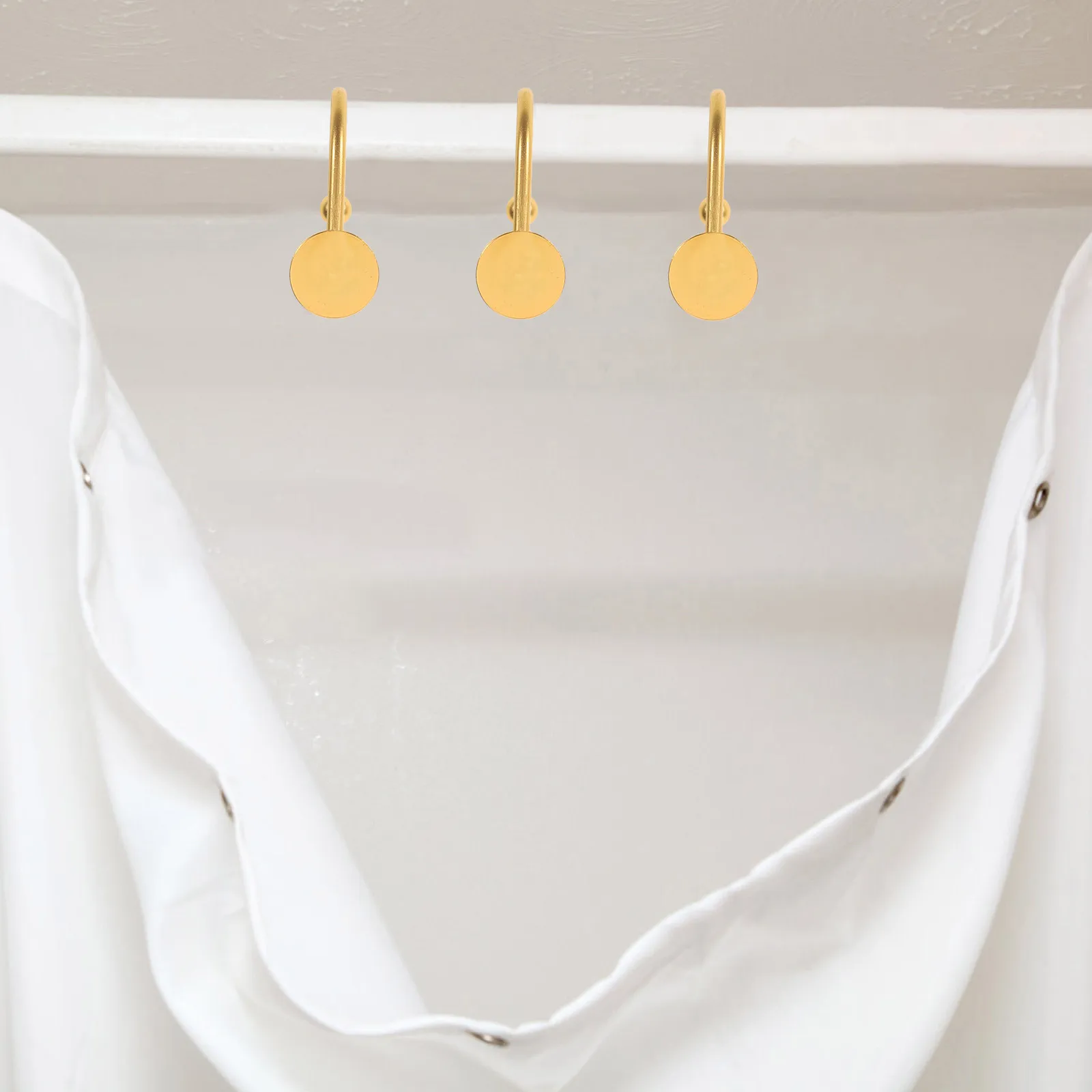 

12 Pcs Bathroom Hook Decorative Shower Hooks Accessories Gold Curtain Round Brushed Rings Iron