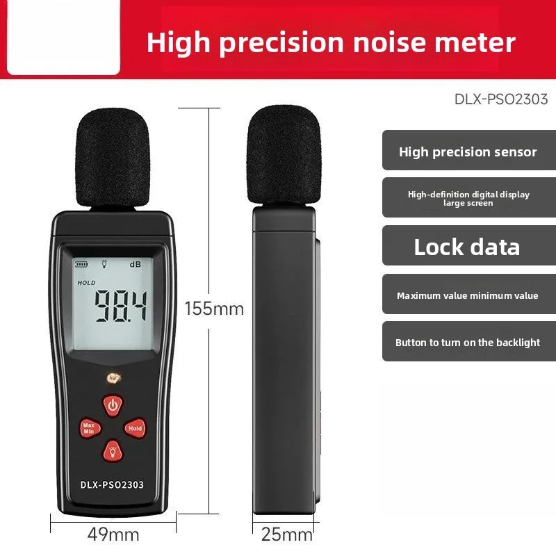Utility Digital Noise Meter Household Noise Detector, Ambient Volume Meter Portable Diffuser Sound Level Meter