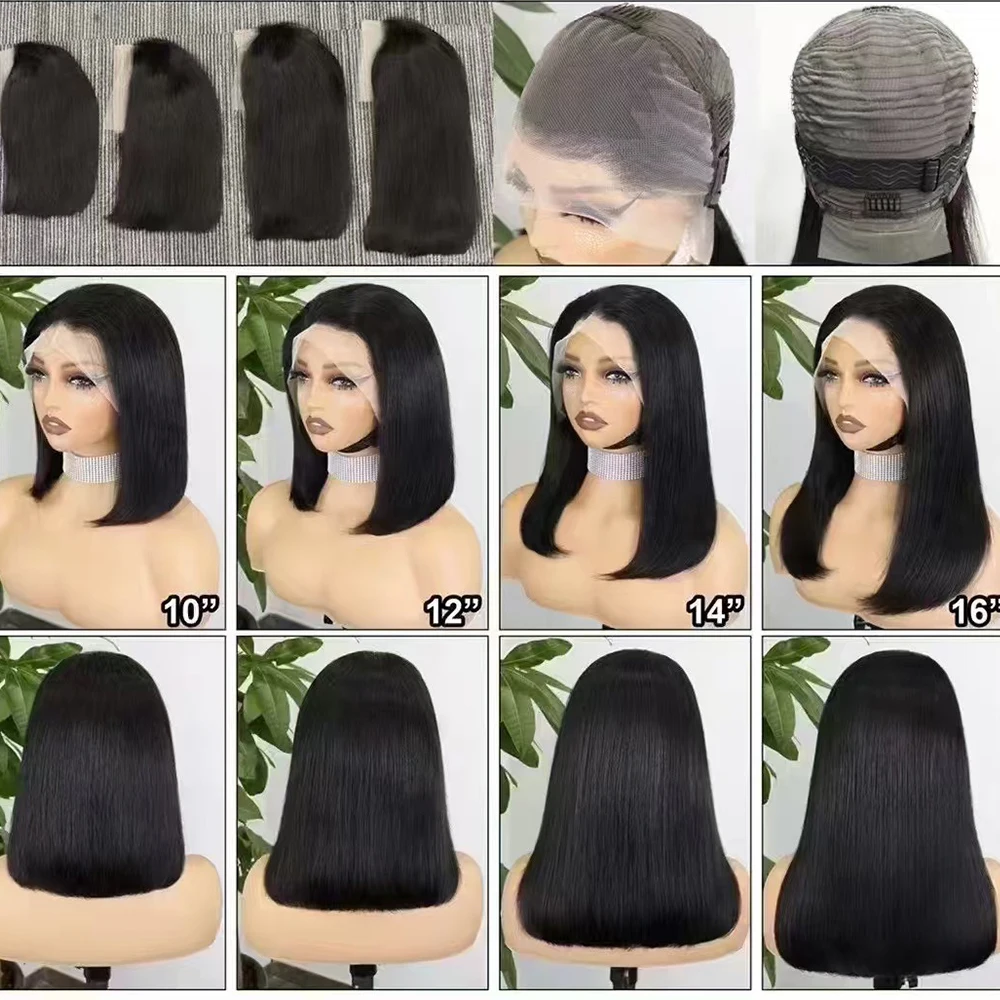 Bone Straight Wigs 350% Density Thick Double Drawn 12A Human Hair 13x4 Lace Front Human Hair Wig for Black Women 10-16 Inches