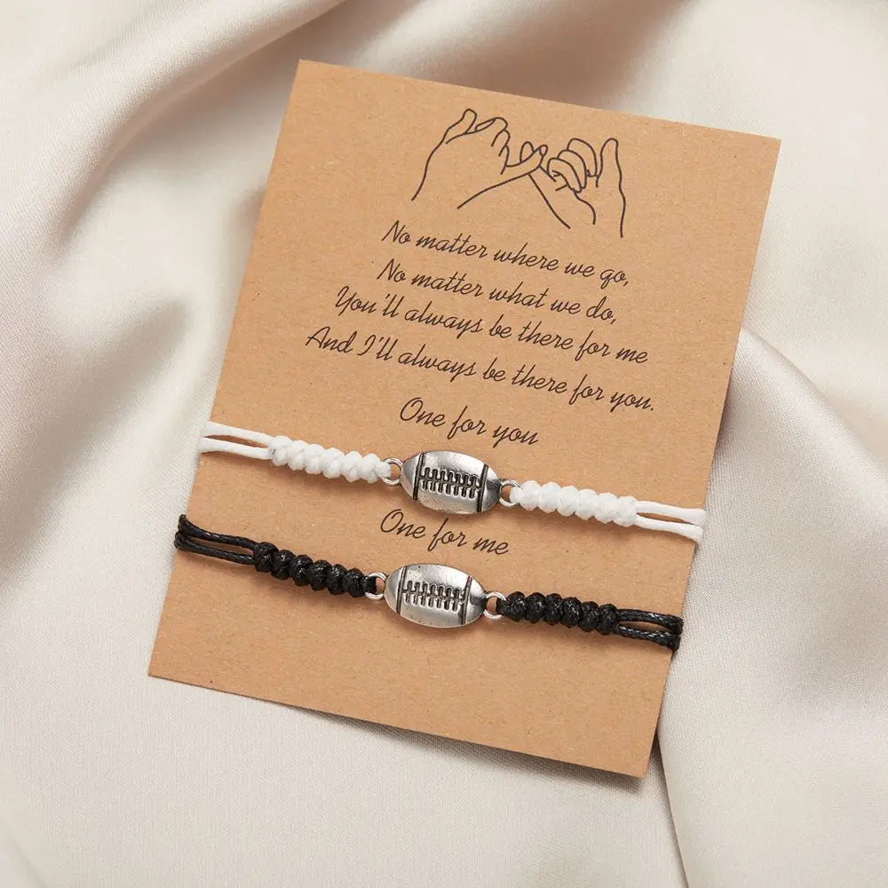 كرة القدم اليدوية هدية عيد الحب المنسوجة زوجين اليد حبل الكورية نمط سوار الكرة سلسلة حبل مجوهرات اكسسوارات #1