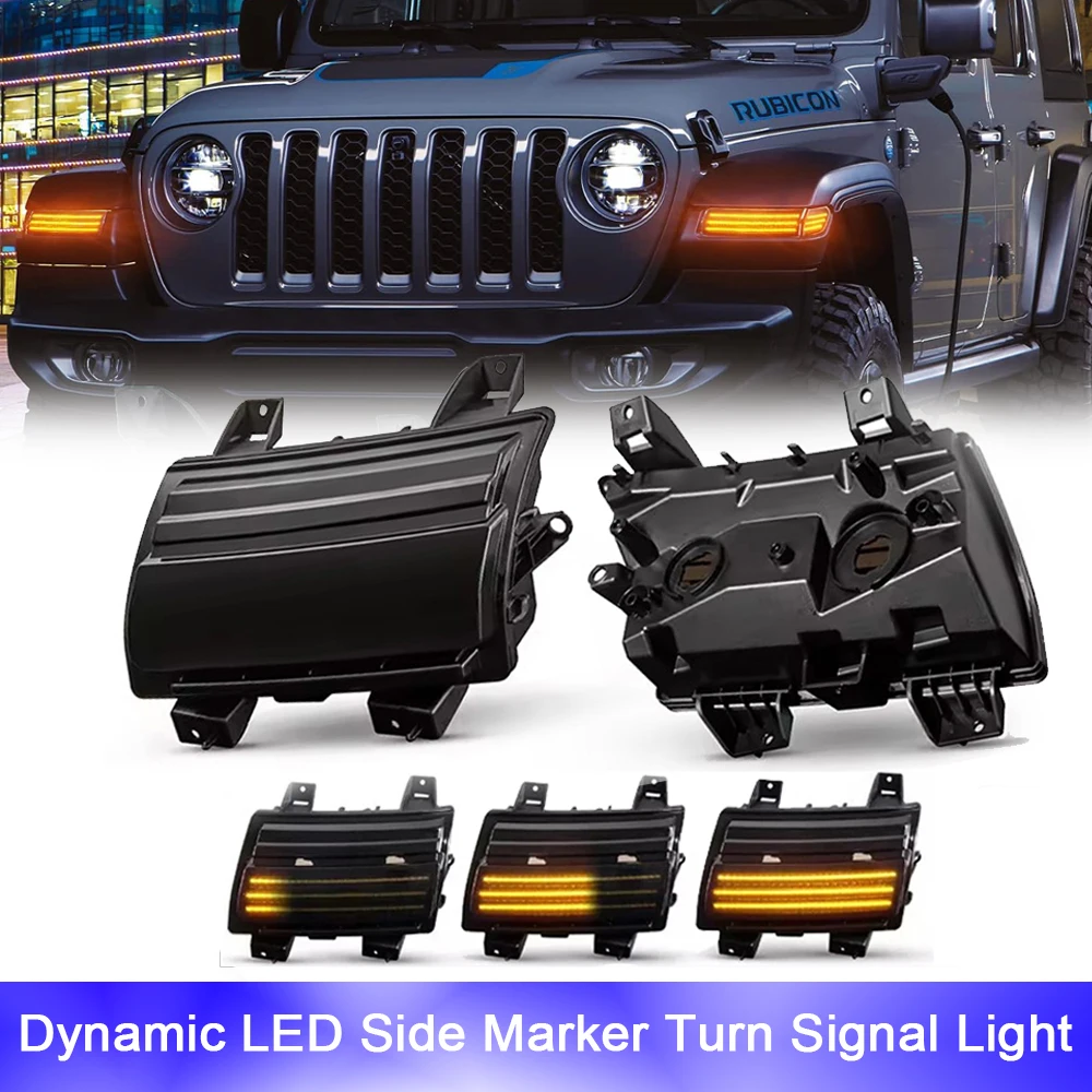 LED Sequential Blinker Side Marker Bumper Light For Jeep Wrangler JL 2018-2021 Indicator Turn Signal Blinker Lamp OEM#68293126AF