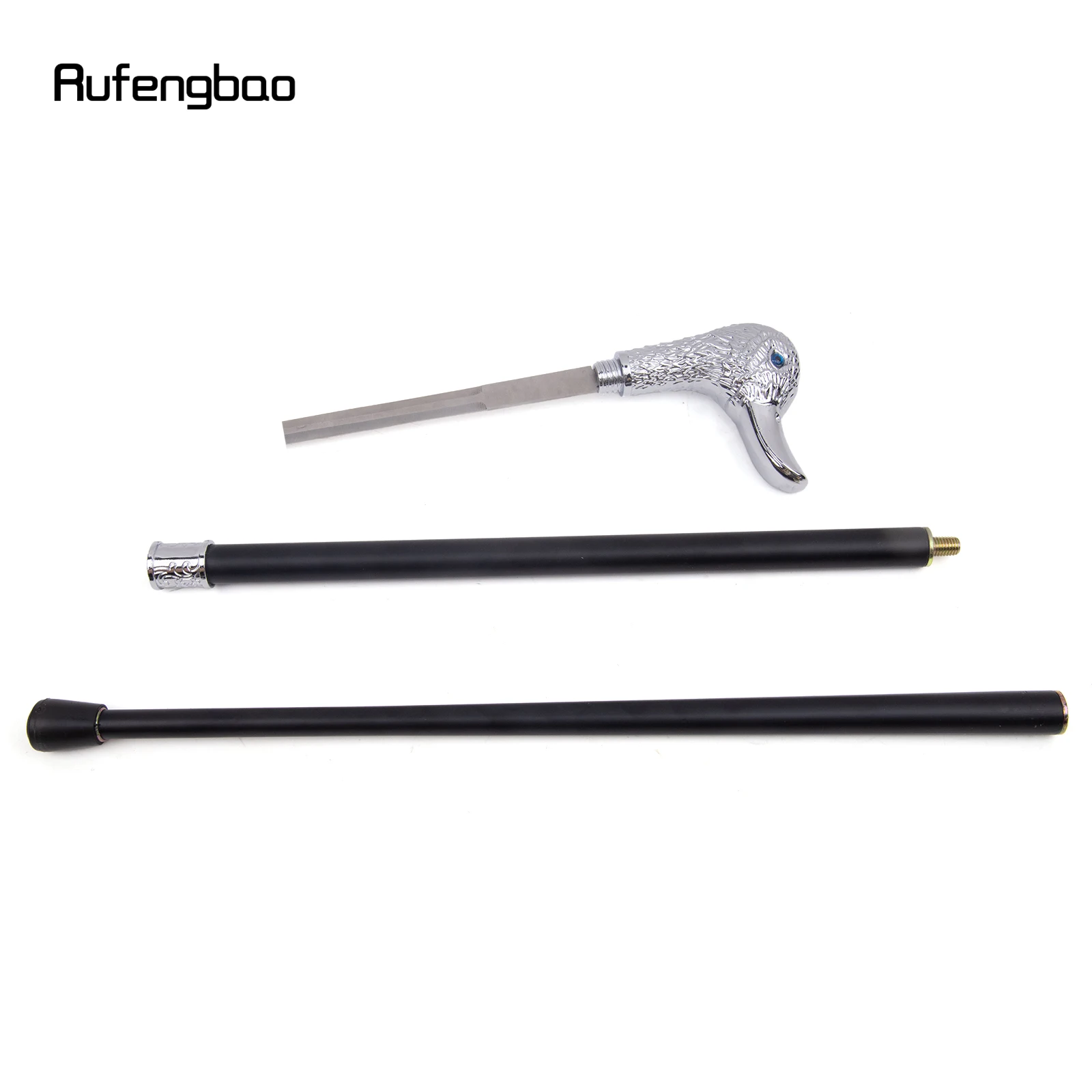 White Duck Head Walking Stick with Hidden Plate Self Defense Fashion Cane Plate Cosplay Crosier Stick 95cm