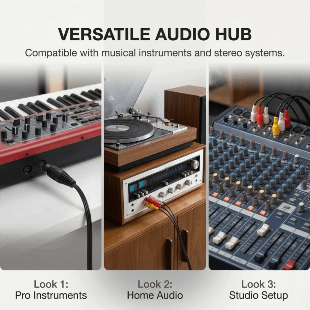 

Plug and Play DIN 8 Pin Male to 3RCA Male Cable Flexible 9.8ft Sound Adapter Cable DIN 8 Pin to 3RCA Stereo Equipment