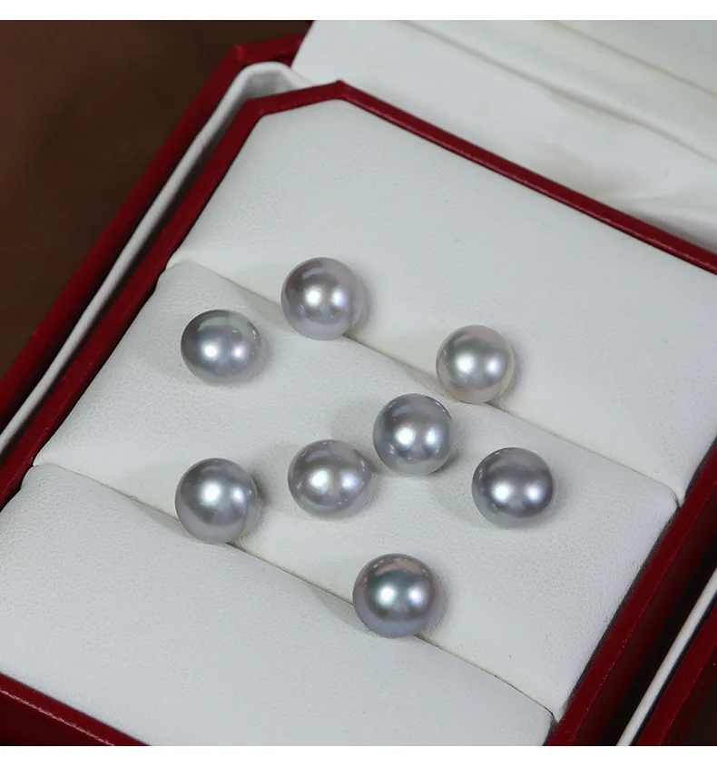 1pair Half Drilled Freshwater Pearls Beads For Jewelry Making Earrings Women Half Hole 8-9mm Gray Button Pearl Bead Wholesale