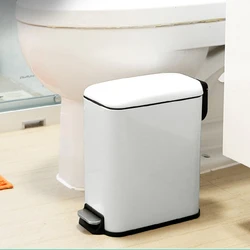 Trash Can Pedal Pail With Lid Stainless Steel Compact Noiseless Odor Resistant Home Trash Bin Kitchen Bathroom Garbage Can