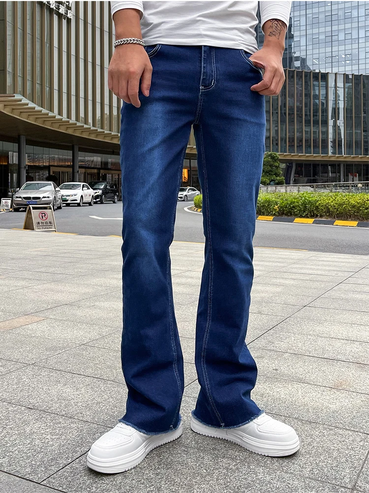 Slim Stretch Algodão Bell Calças, Gato Barba Jeans Cor Sólida, Boca Casual, Moda Primavera e Outono, 3 Cores, £, 2024