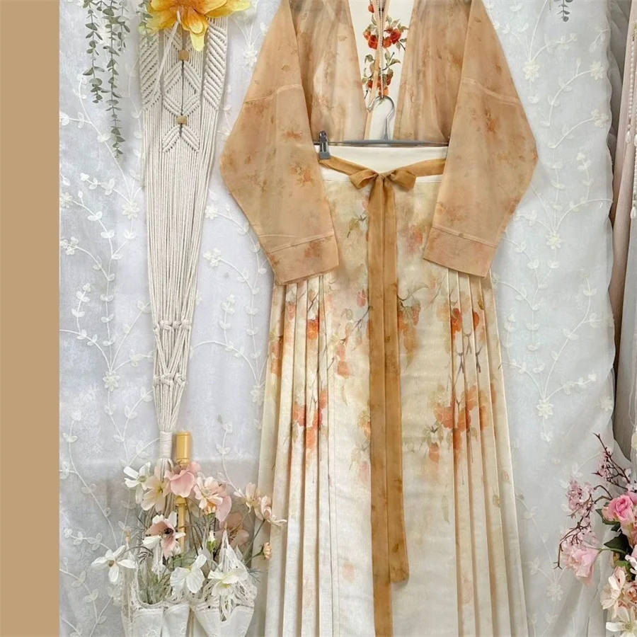 

Original Hanfu Chinese Traditional Clothing Lady Ming Dynasty Dress Women Skirt Chinese Calligraphy Ming Horse Face Skirt Modern