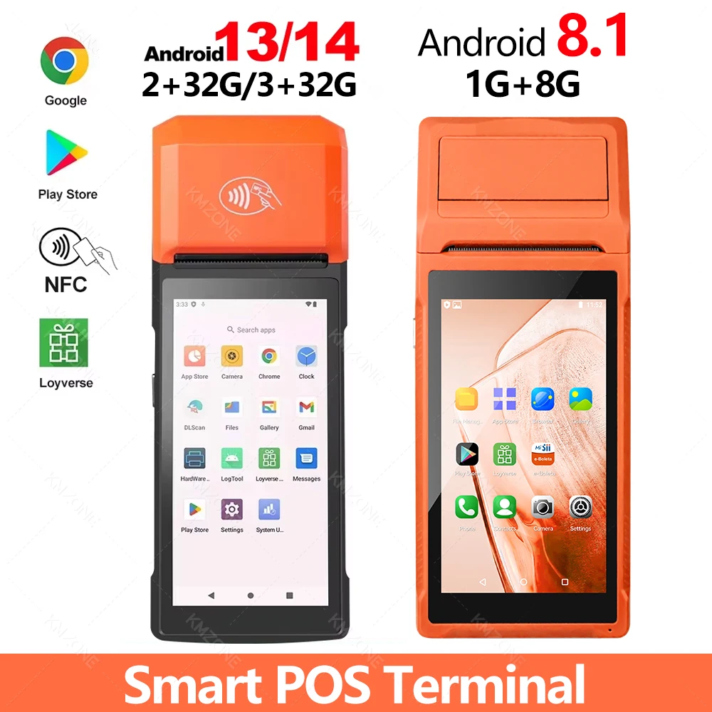 

Handheld Android POS PDA Terminal Receipt Bill Thermal Printer Machine All in one with NFC Camera Barcode Reader(Not for Payment