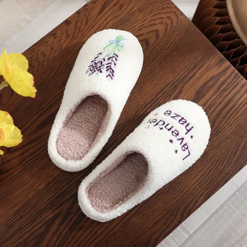 Winter New Warm Women's Slippers Lavender Haze Soft Sole Warm Comfort Flat Cozy Fuzzy Woman Shoes House Cotton Shoes for Woman