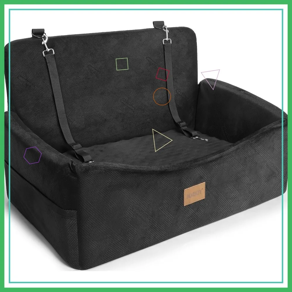 

Dog Car Seat for Medium Large Dogs Under 55 lbs, Booster Seat with Washable Cover, Memory Foam, Safety Belts & Storage Pockets