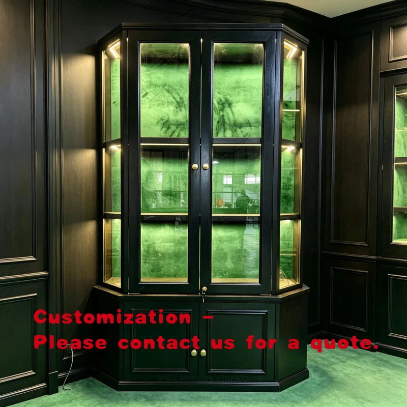 custom.Modern Luxury Jewelry Display Cabinet Tempered Glass LED Lighting Waterproof Durable Build Customizable Size Polished