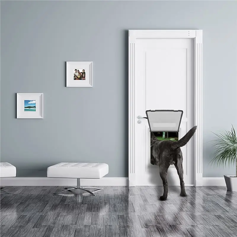 AEE4-Strong Lockable Dog Door With Privacy Protection Flap Gate Pet Dog Door For Big Small Dogs Pet Safety Doors To Install L