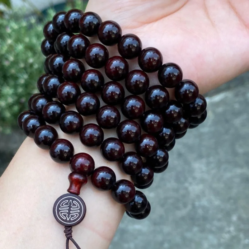 Authentic Indian small-leaf 1.0*108 beads rosewood high oil density old material bracelet
