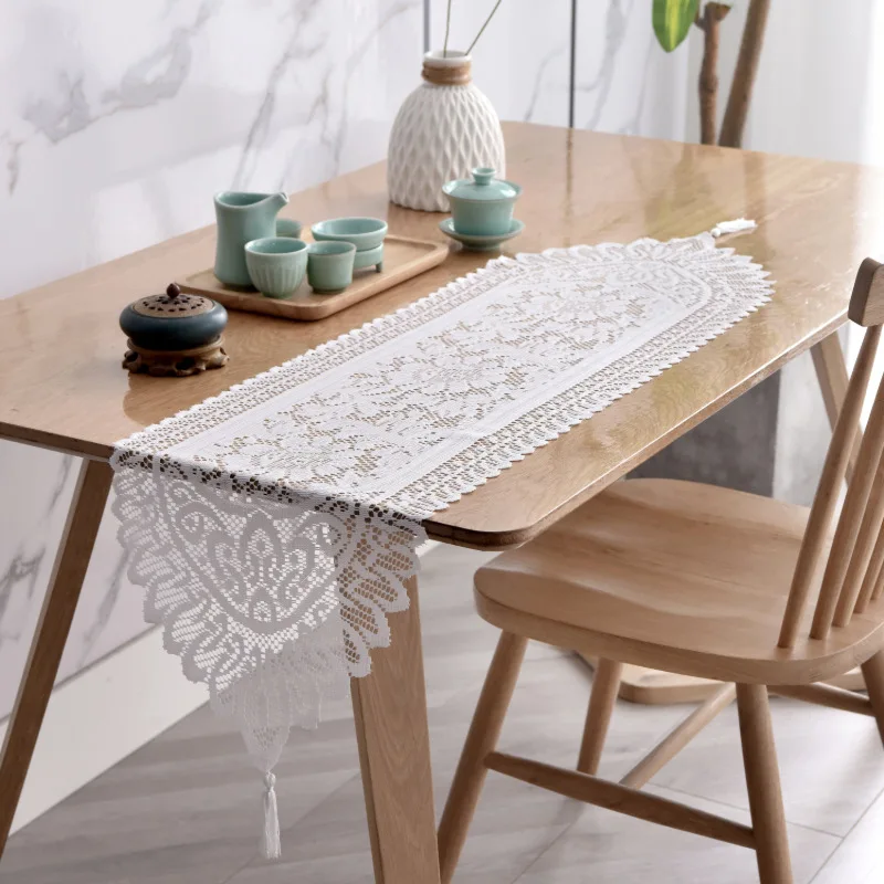 Europäische 33*114 cm Hohle Spitze Tischdecke Tisch Flagge Tischset Esstisch Haushalt Kaffee Tisch Tuch Esstisch Tuch