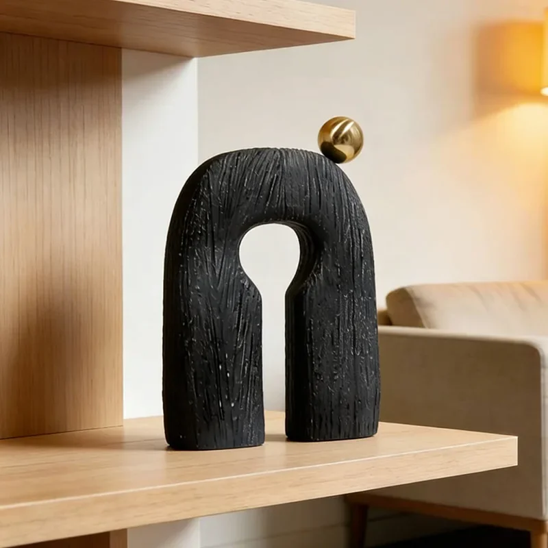 Modern Abstract Art Wood Grain Resin Ornaments N-shaped Creative Home Decoration Accessories Resin Crafts Aesthetic Decoration