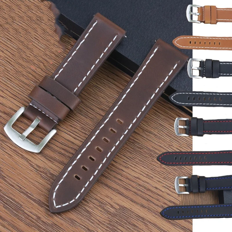 18 مللي متر 20 مللي متر 22 مللي متر 24 مللي متر الإفراج السريع كريزي هورس ريترو الجلود حزام ساعة اليد استبدال ل سوار ساعة عالمي اكسسوارات