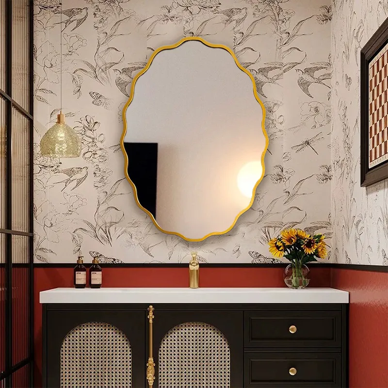 Korean Style Funky Mirror Bathroom Dressing Table Nordic Makeup Aesthetic Mirror Modern Luxury Spiegel Wand Home Decorations