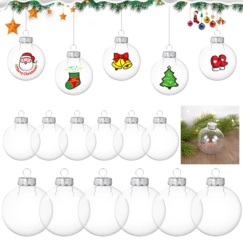 

6Pcs Christmas Transparent Ball DIY Xmas Tree Hanging Ornaments For Home New Year Party Decoration Navidad 2024