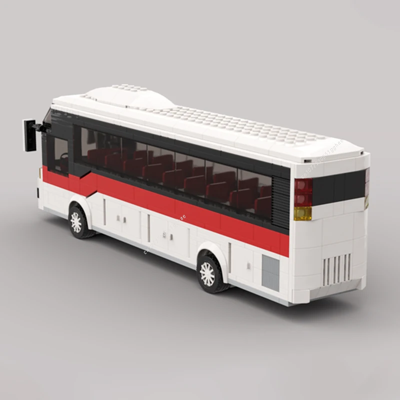 Classic City 7 larghezza veicolo MOC autobus a lunga distanza 01 blocchi di costruzione modello mattoni set assemblare Display giocattoli per bambini regali