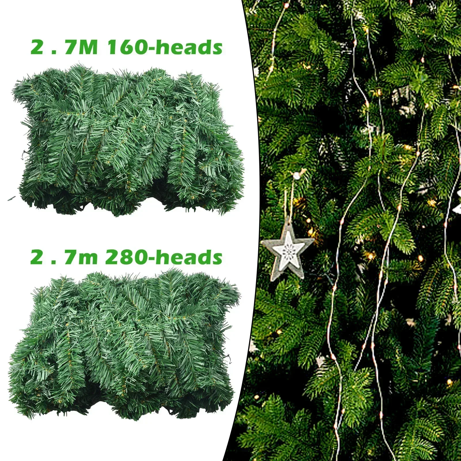 270cm Christmas Wreath Rattan Artificial Vine Hanging Floral Garland Christmas Decorations For Home Xmas Fireplace Door Decor