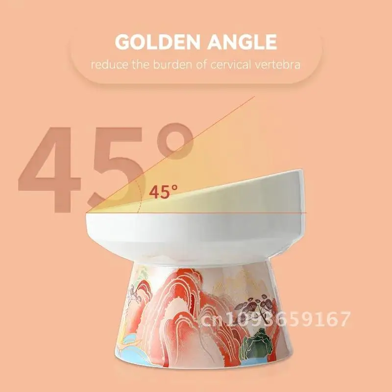 

Chinese Style Cat Elevated Ceramic Pet Food Water Feeders Products Cats Bowl Supplies Dogs Feeding Small Eating Drinking