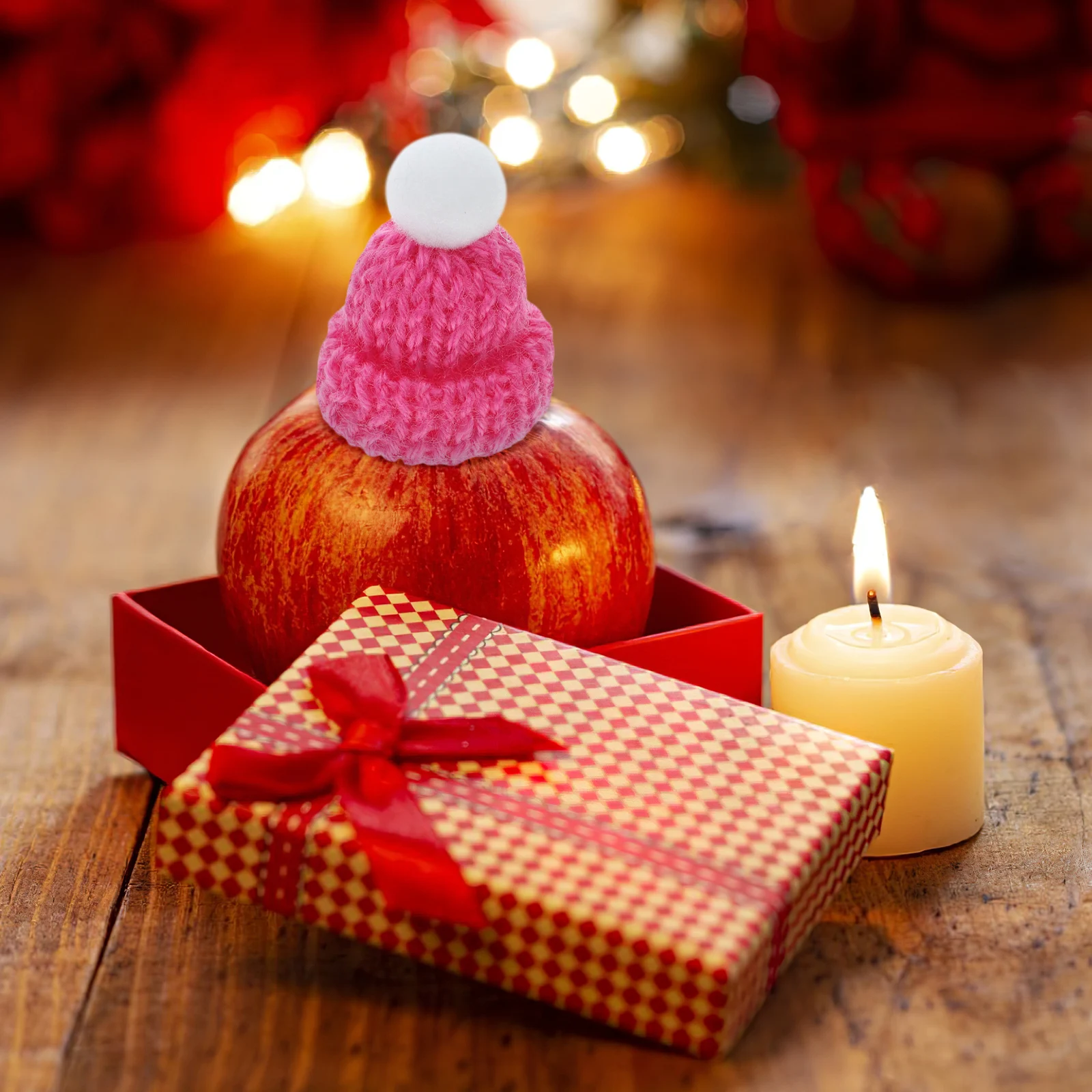 

10PCS Christmas Hat Accessories Knitted Santa Caps Party Favors Decorative Toppers DIY Holiday Gifts Soft Comfortable