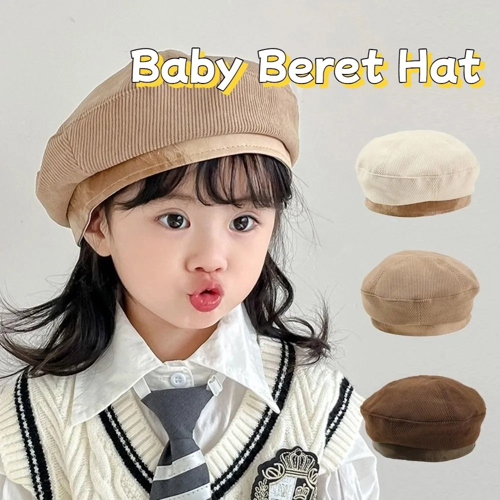 

Vintage Korean Baby Beret Corduroy Sweet Beanies Cap Spring Autumn Casual Painter Hats