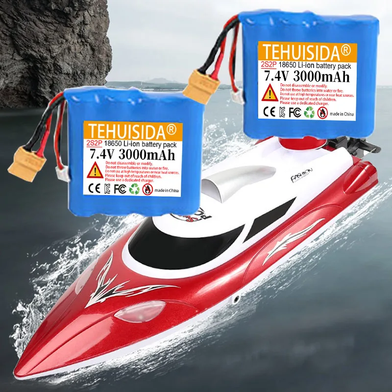 7,4 V 3000 mAh Li-Ionen-Akku mit integrierter Leiterplatte für die Fernbedienung des HJ809-Boots, automatische Entkopplung, Hochleistungs-Netzteil für das Boot.