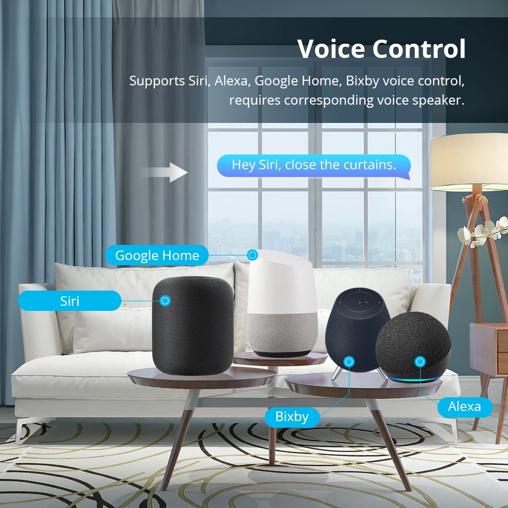 Zemismart Matter WiFi Motorized Slide Curtain Motor External Antenna with Track HomeKit SmartThing Alexa Google Home APP Control