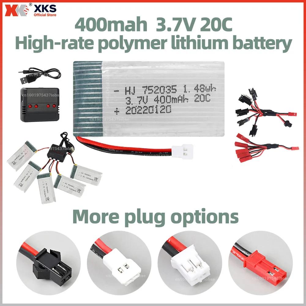 XKS 3.7V 400mAh Lipo Battery high-rate 20C quadcopter flying accessories Bubble machine 801833 model battery MX2.0 JST PH2.0 SM2