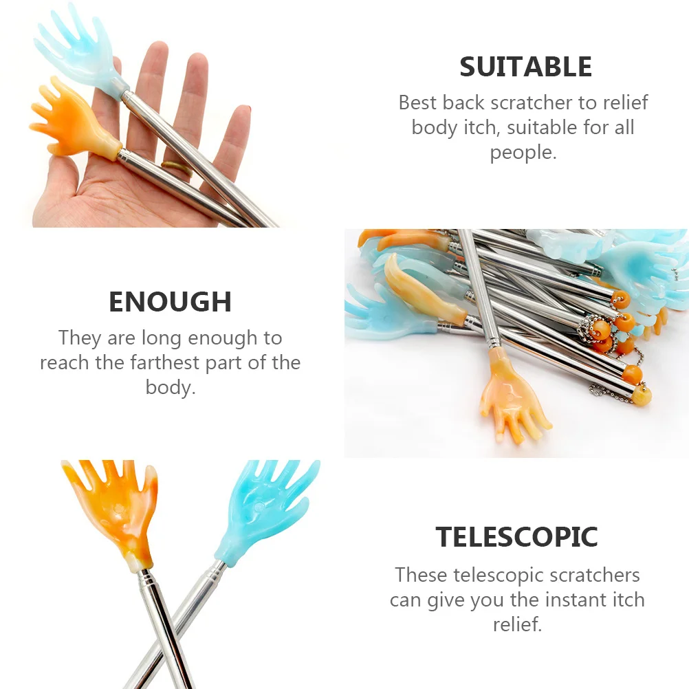 

3Pcs Telescoping Adjustable Back Scratchers Extendable Hand-Shaped Long Reach Portable Body Scratching Massagers