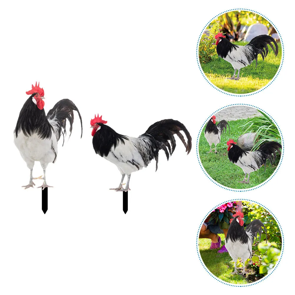 

2Pcs Acrylic Rooster Yard Stakes Simulation Chicken Insert Garden Stakes Outdoor Lawn Decoration Rooster Yard Arts