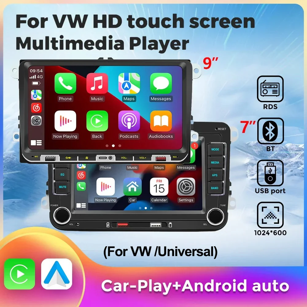 

7" 9" 1DIN Car Radio Carplay Android Auto Car Multimedia Player For VW Passat B6 B7 Tiguan Touran Golf 5 6 Polo Seat Jetta Skoda