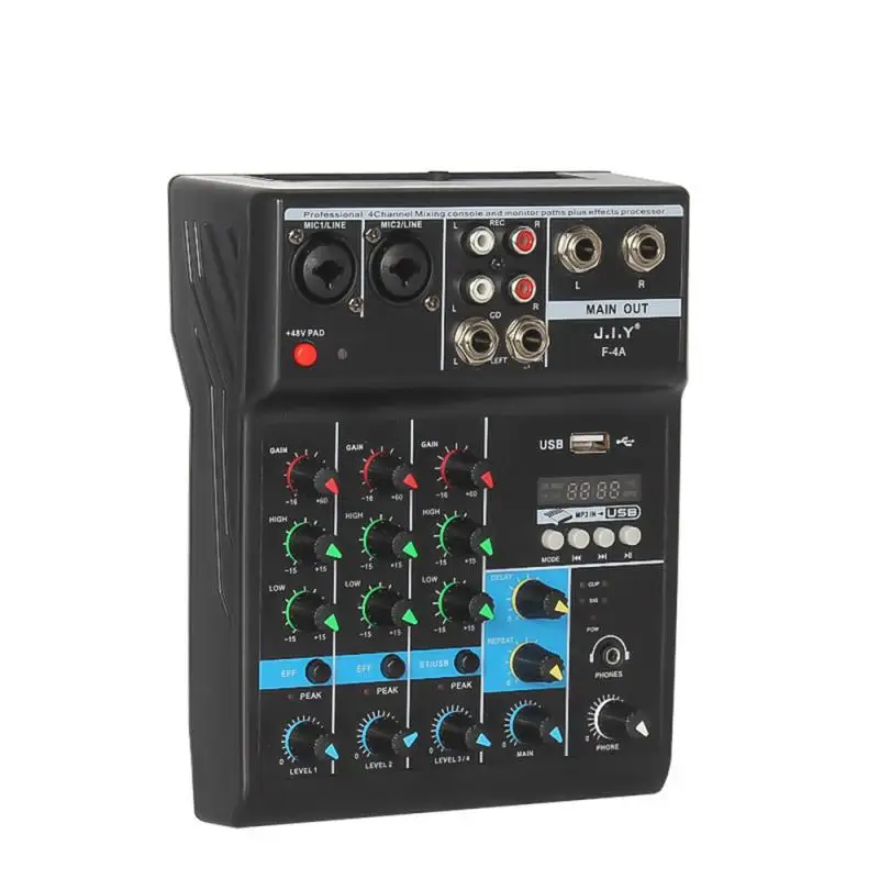 Audio Mixer 5-channel Sound Table Professional Mixer Computer Stage Recording USB Sound Card High Low Tone DJ Equipment