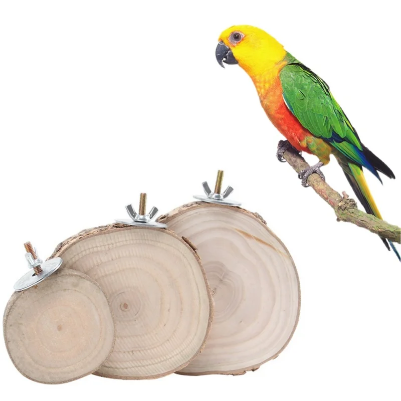 1pc Random Color Circular Wooden Jumping Board Parrot Stand Toy for Small Pet Parrot Hamster Squirrel Bird Cages Accessories Toy